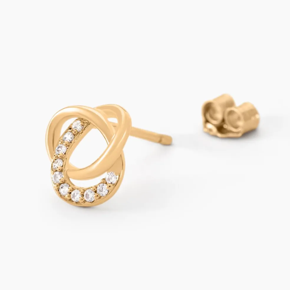 Boucles D'oreilles Puces Henia Plaqué Or Jaune Oxyde De Zirconium