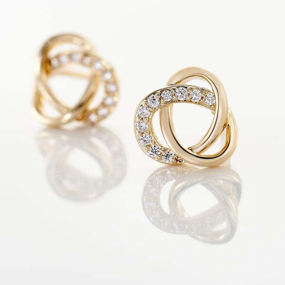 Boucles D'oreilles Puces Henia Plaqué Or Jaune Oxyde De Zirconium