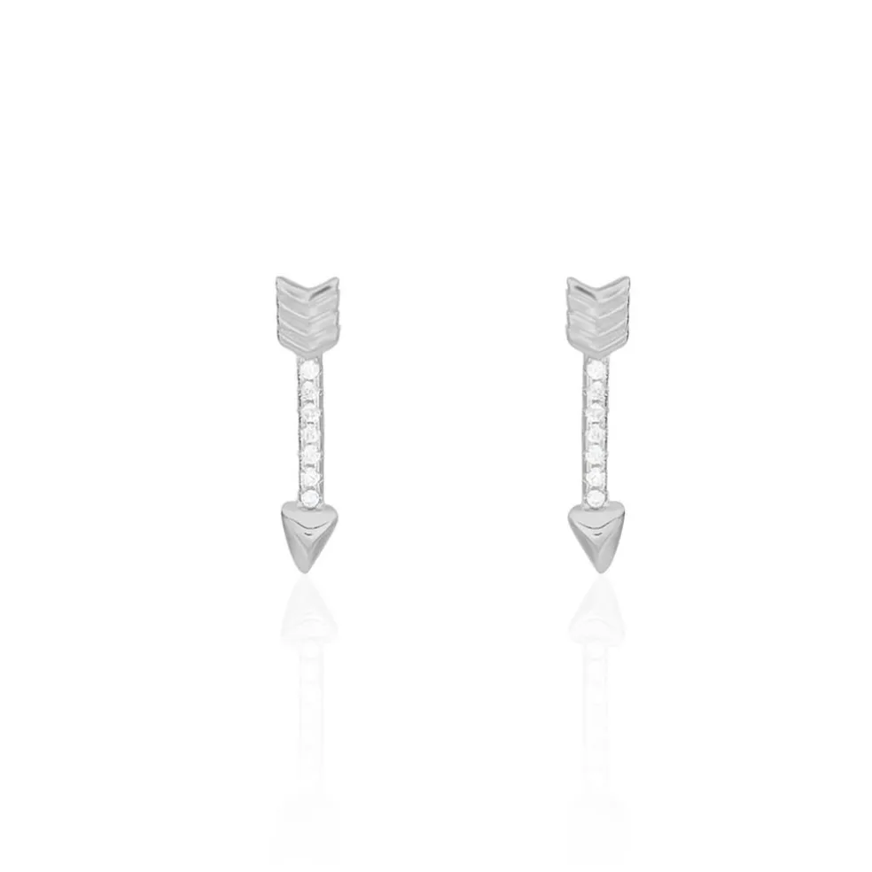 Boucles D'oreilles Puces Harrow Argent Blanc Oxyde De Zirconium