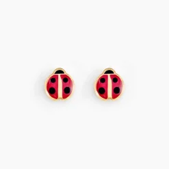 Boucles D'oreilles Puces Helidie Coccinelle Or Jaune