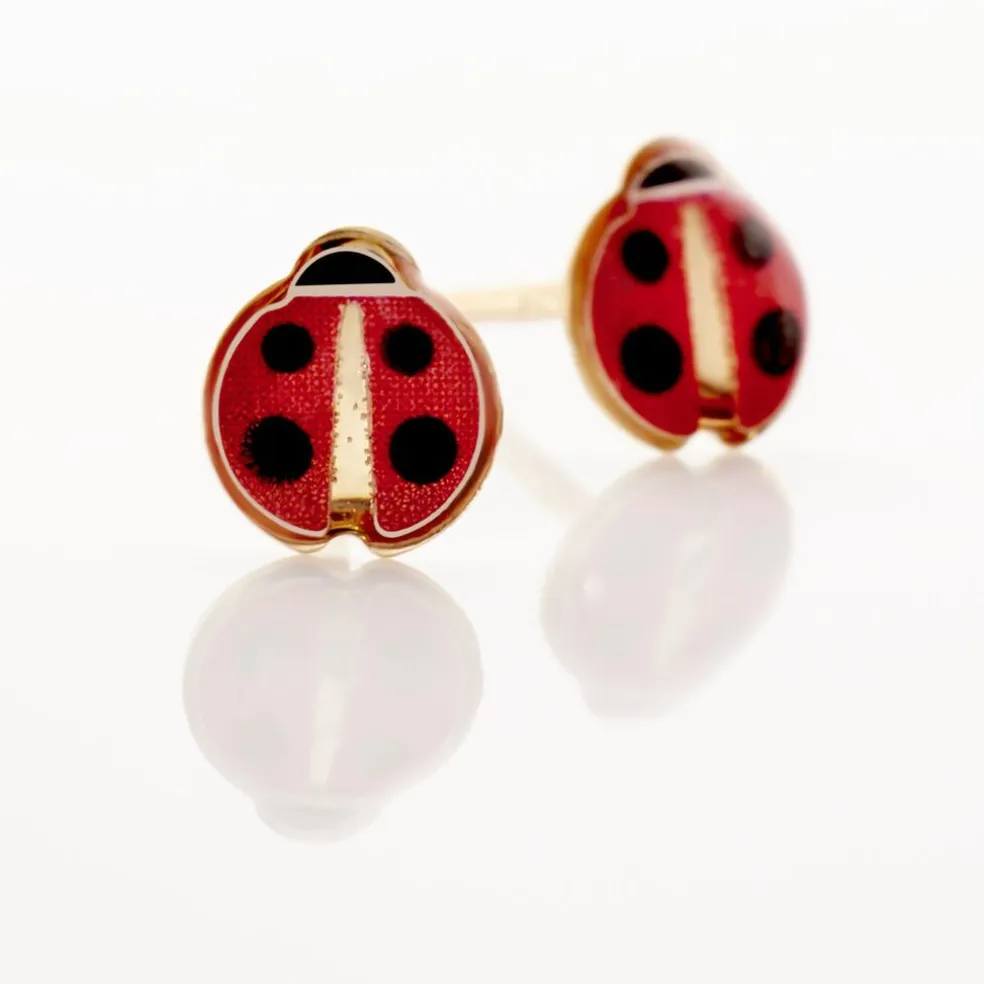 Boucles D'oreilles Puces Helidie Coccinelle Or Jaune