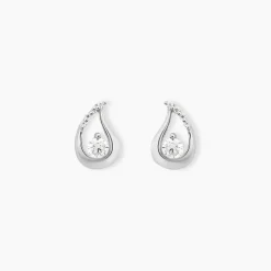 Boucles D'oreilles Puces Helie Goutte Or Blanc Oxyde De Zirconium