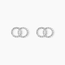 Boucles D'oreilles Puces Iwa Argent Blanc Oxyde De Zirconium