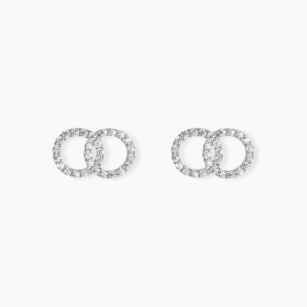 Boucles D'oreilles Puces Iwa Argent Blanc Oxyde De Zirconium