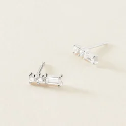 Boucles D'oreilles Puces Iolyn Argent Blanc Oxyde De Zirconium