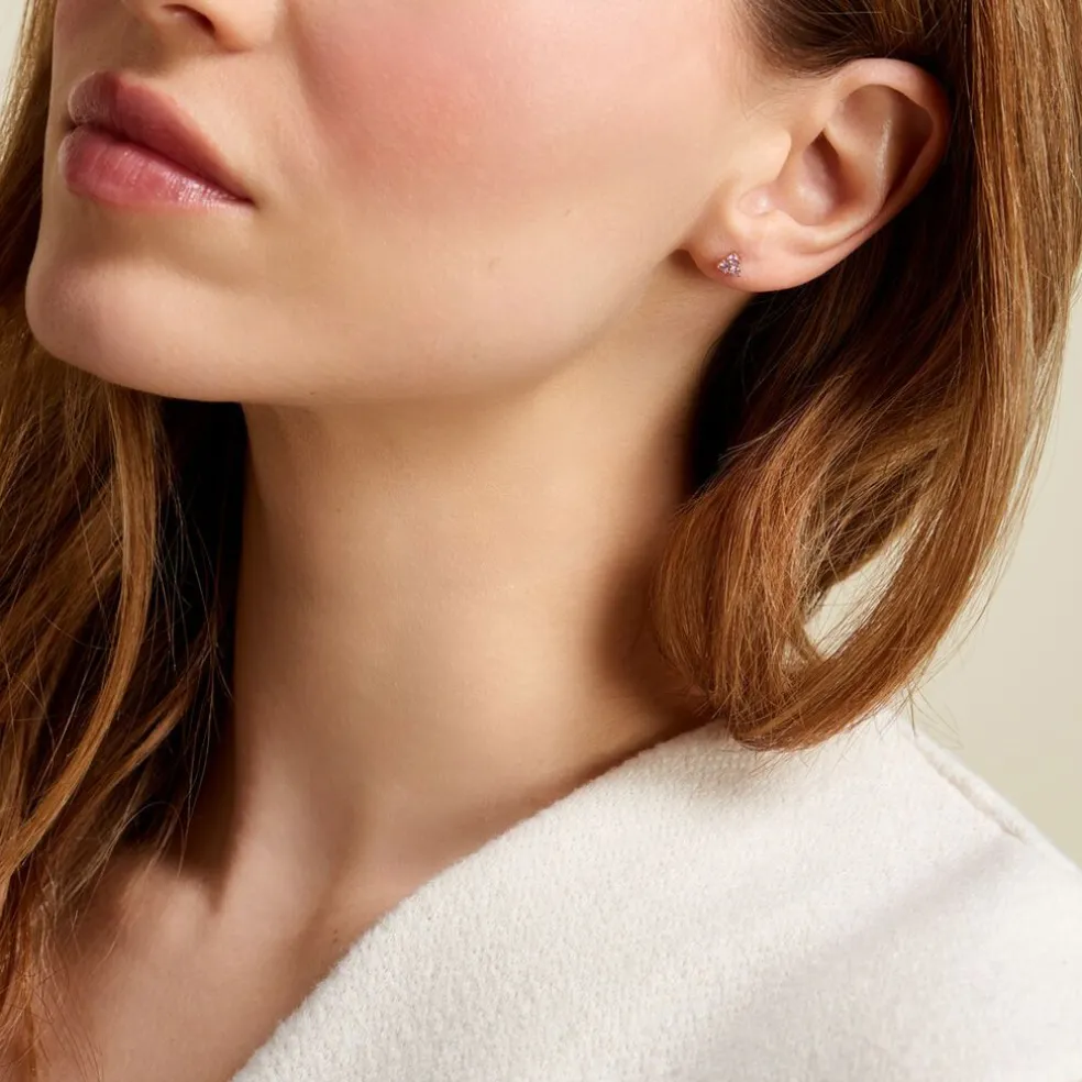 Boucles D'oreilles Puces Istoria Plaqué Or Jaune Oxyde De Zirconium