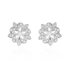 Boucles D'oreilles Puces Iona Argent Blanc Oxyde De Zirconium