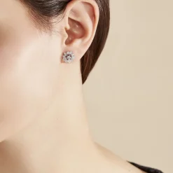 Boucles D'oreilles Puces Iona Argent Blanc Oxyde De Zirconium