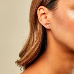 Boucles D'Oreilles Puces Ishmerai Or Jaune Oxyde De Zirconium