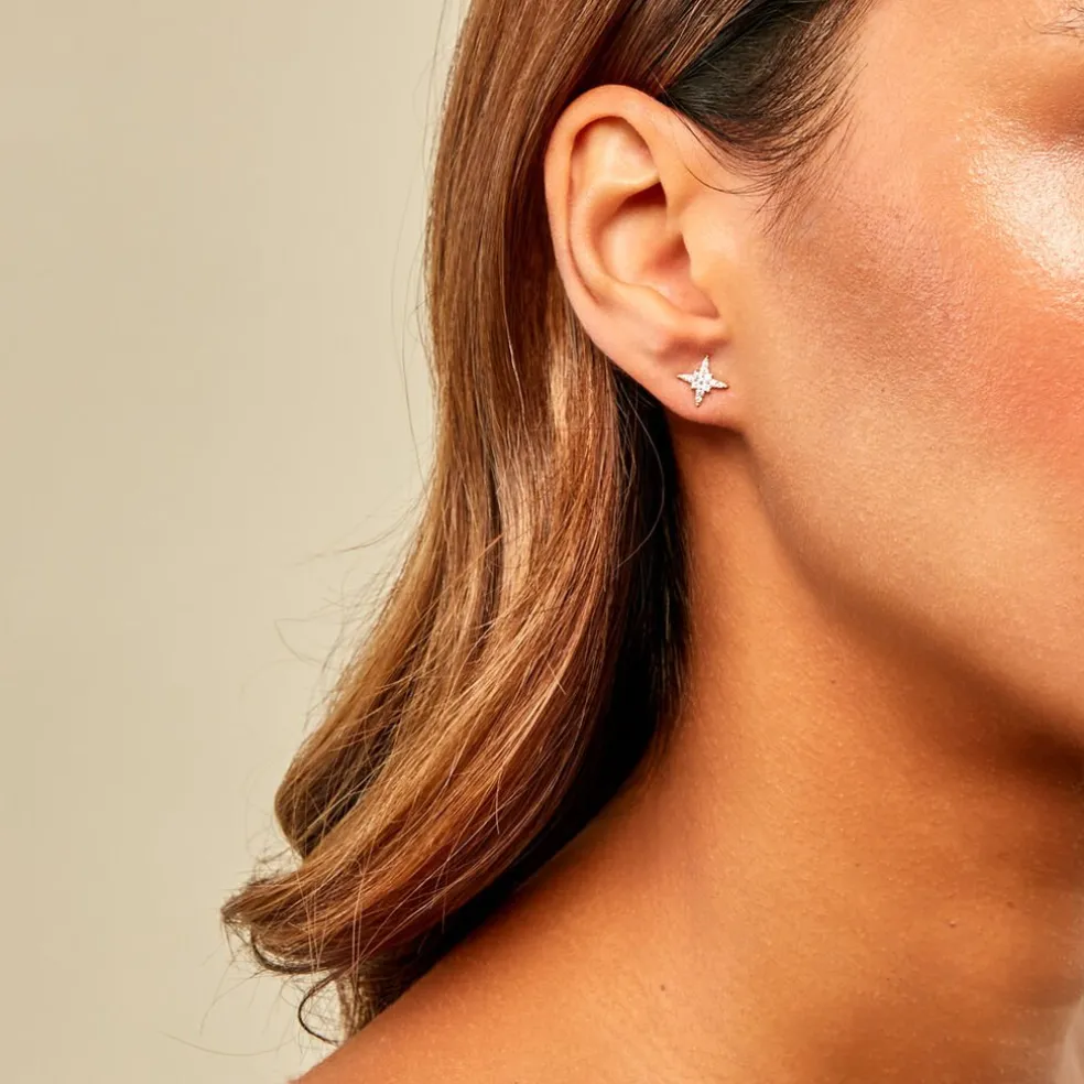 Boucles D'Oreilles Puces Ishmerai Or Jaune Oxyde De Zirconium