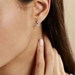 Boucles D'oreilles Puces Indian Drop Argent Blanc Oxyde De Zirconium