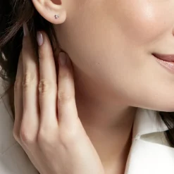 Boucles D'oreilles Puces Ina Argent Blanc