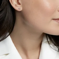 Boucles D'oreilles Puces Ina Argent Blanc