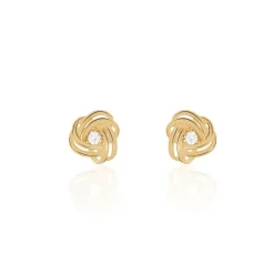 Boucles D'oreilles Puces Iwaki Plaqué Or Jaune Oxyde De Zirconium