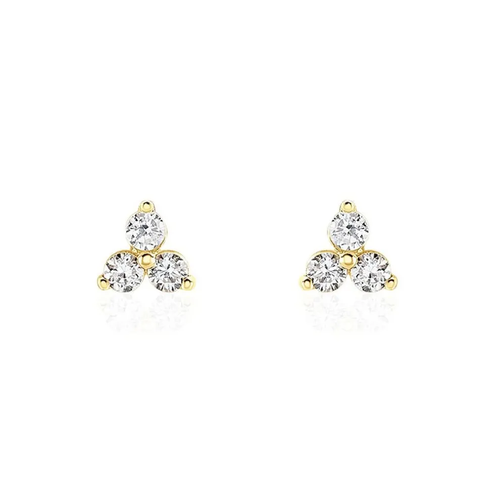 Boucles D'oreilles Puces Isaora Or Jaune Oxyde De Zirconium