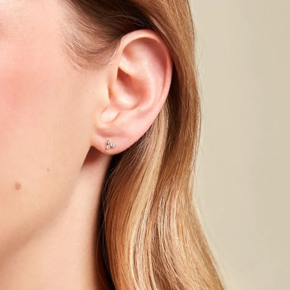 Boucles D'oreilles Puces Isaora Or Jaune Oxyde De Zirconium