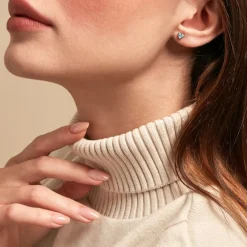 Boucles D'oreilles Puces Istoria Plaqué Or Jaune Pierre D'imitation