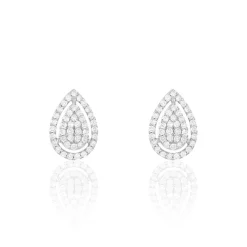 Boucles D'oreilles Puces Izia Or Blanc Diamant