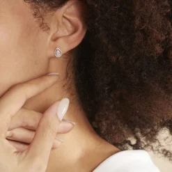 Boucles D'oreilles Puces Izia Or Blanc Diamant