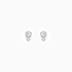 Boucles D'oreilles Puces Jill Argent Blanc Oxyde De Zirconium