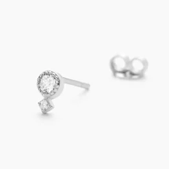 Boucles D'oreilles Puces Jill Argent Blanc Oxyde De Zirconium