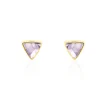 Boucles D'oreilles Puces Juliete Or Jaune Amethyste