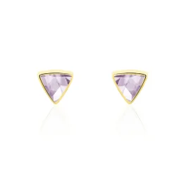 Boucles D'oreilles Puces Juliete Or Jaune Amethyste