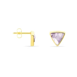 Boucles D'oreilles Puces Juliete Or Jaune Amethyste