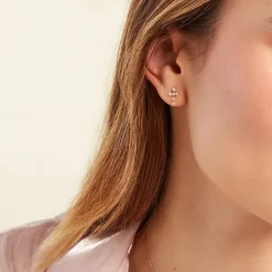 Boucles D'oreilles Puces Jesusa Or Jaune Oxyde De Zirconium