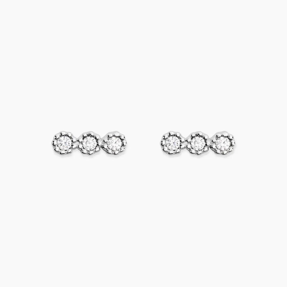 Boucles D'oreilles Puces Janys Argent Blanc Oxyde De Zirconium