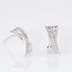 Boucles D'oreilles Puces Julianne Or Blanc Diamant