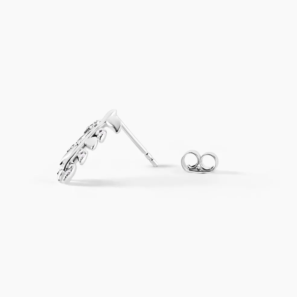 Boucles D'oreilles Puces Jade Argent Blanc Oxyde De Zirconium