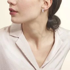 Boucles D'oreilles Puces Jade Argent Blanc Oxyde De Zirconium