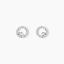 Boucles D'oreilles Puces Joeva Argent Blanc Oxyde De Zirconium