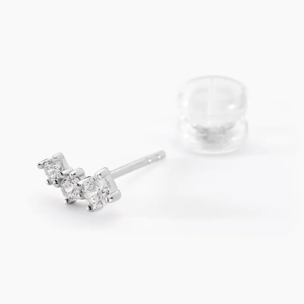 Boucles D'oreilles Puces Kyoto Or Blanc Oxyde De Zirconium