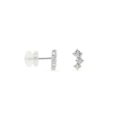 Boucles D'oreilles Puces Kyoto Or Blanc Oxyde De Zirconium