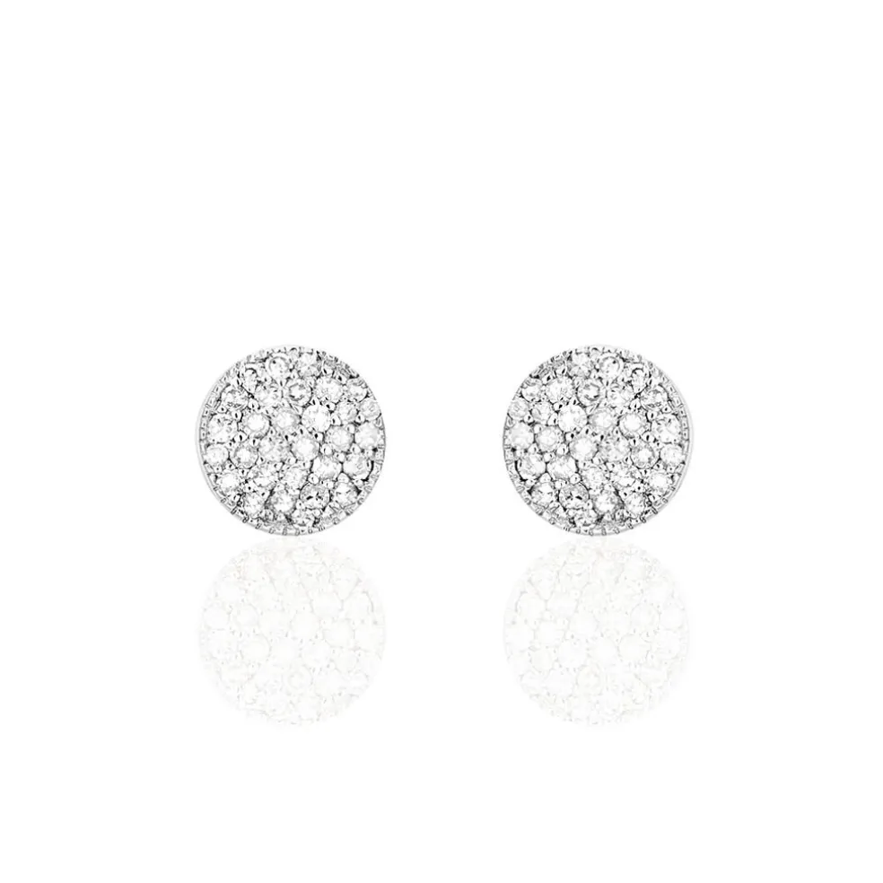 Boucles D'oreilles Puces Kristin Or Blanc Diamant