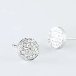 Boucles D'oreilles Puces Kristin Or Blanc Diamant