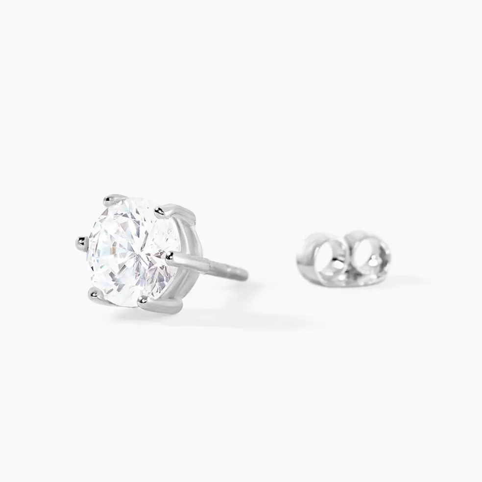 Boucles D'oreilles Puces Kylianna Argent Blanc Oxyde De Zirconium