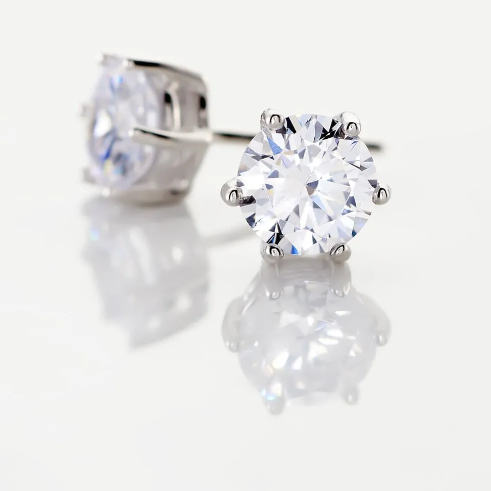 Boucles D'oreilles Puces Kylianna Argent Blanc Oxyde De Zirconium