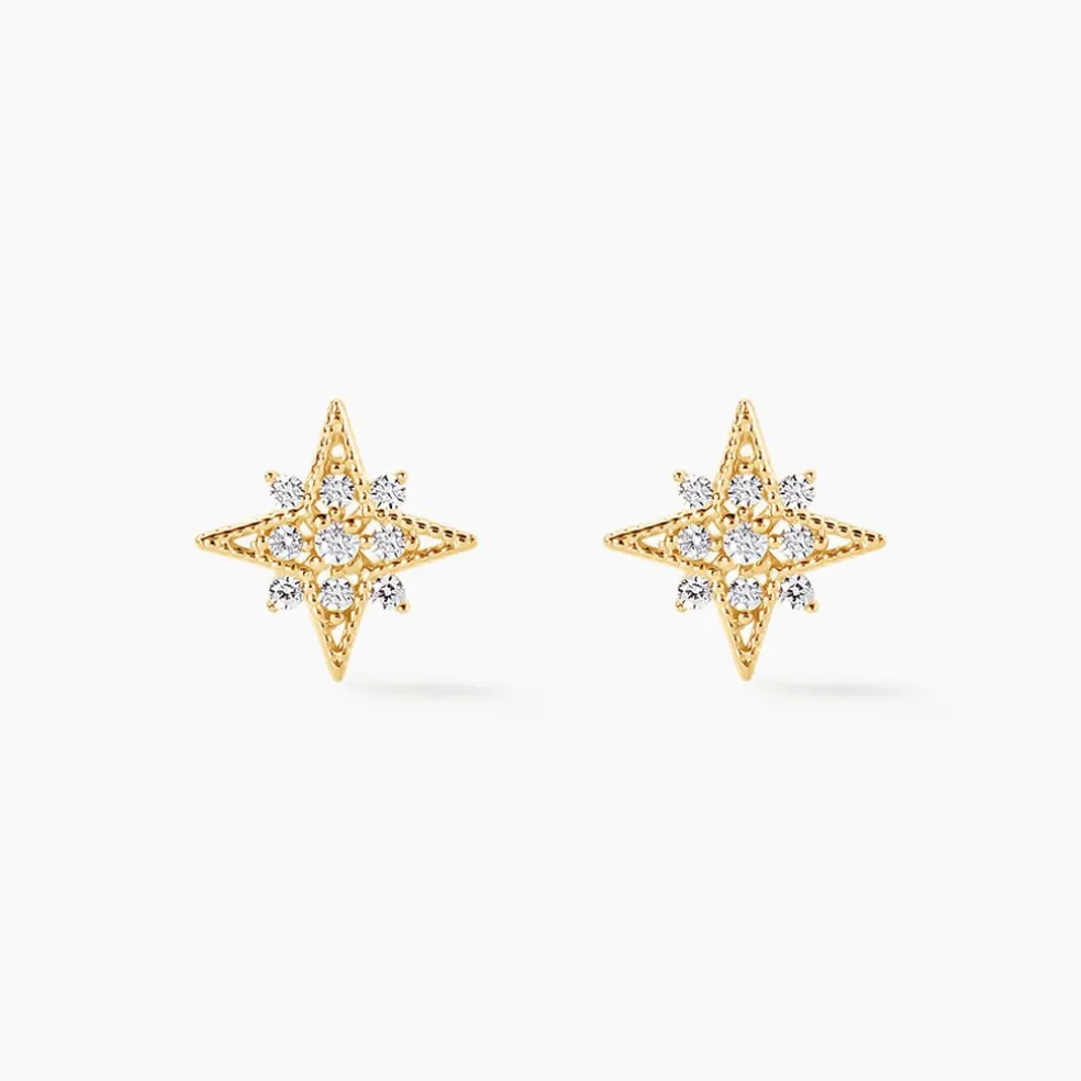 Boucles D'oreilles Puces Konstantsia Or Jaune Oxyde