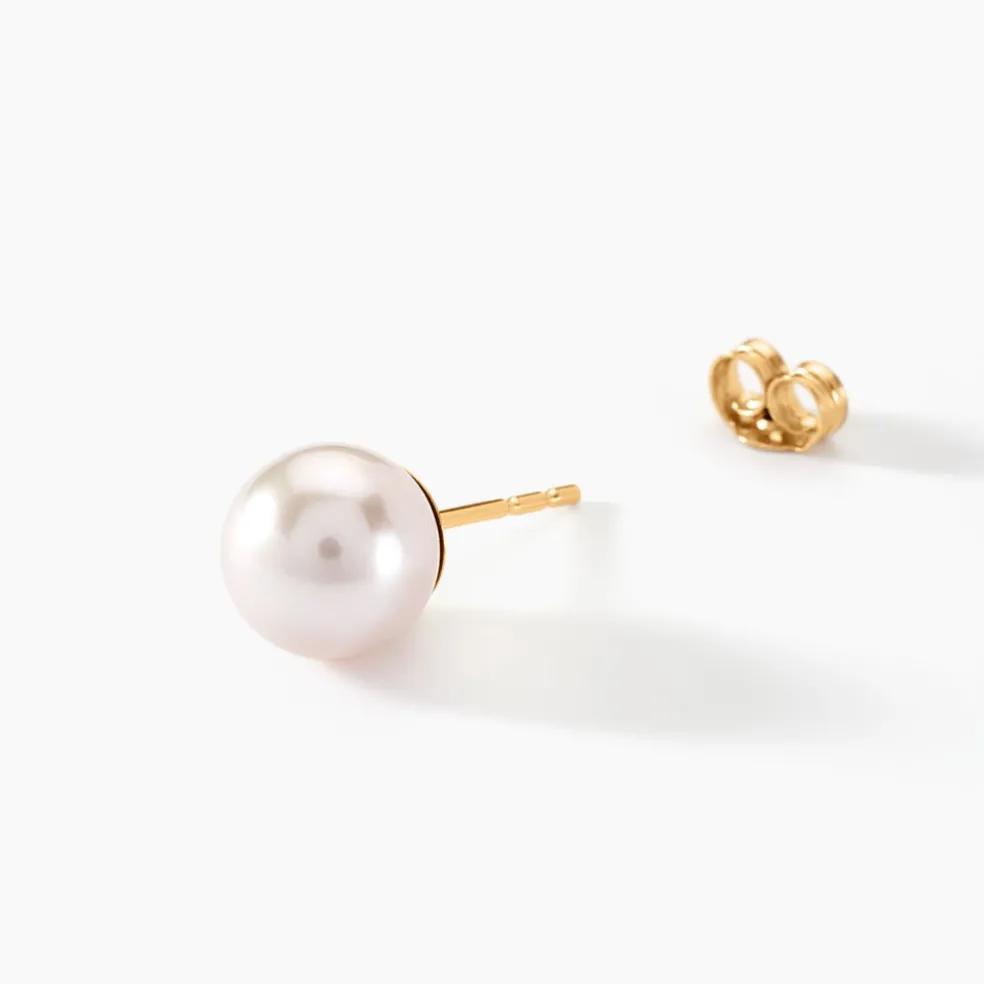 Boucles D'oreilles Puces Kesya Or Jaune Perle De Culture