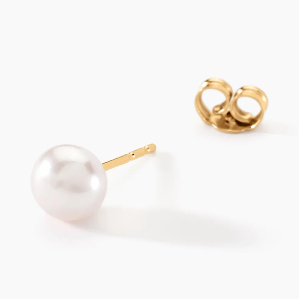 Boucles D'oreilles Puces Kesya Or Jaune Perle De Culture