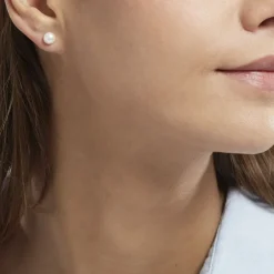 Boucles D'oreilles Puces Kesya Nacres Bouton Or Jaune Perle De Culture