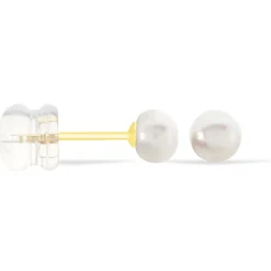 Boucles D'oreilles Puces Kesya Nacres Bouton Or Jaune Perle De Culture