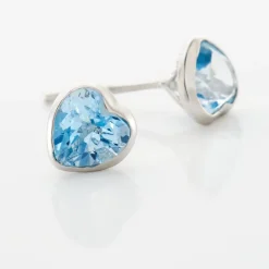 Boucles D'oreilles Puces Klodina Or Blanc Topaze