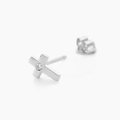 Boucles D'oreilles Puces Laurice Argent Blanc Oxyde De Zirconium