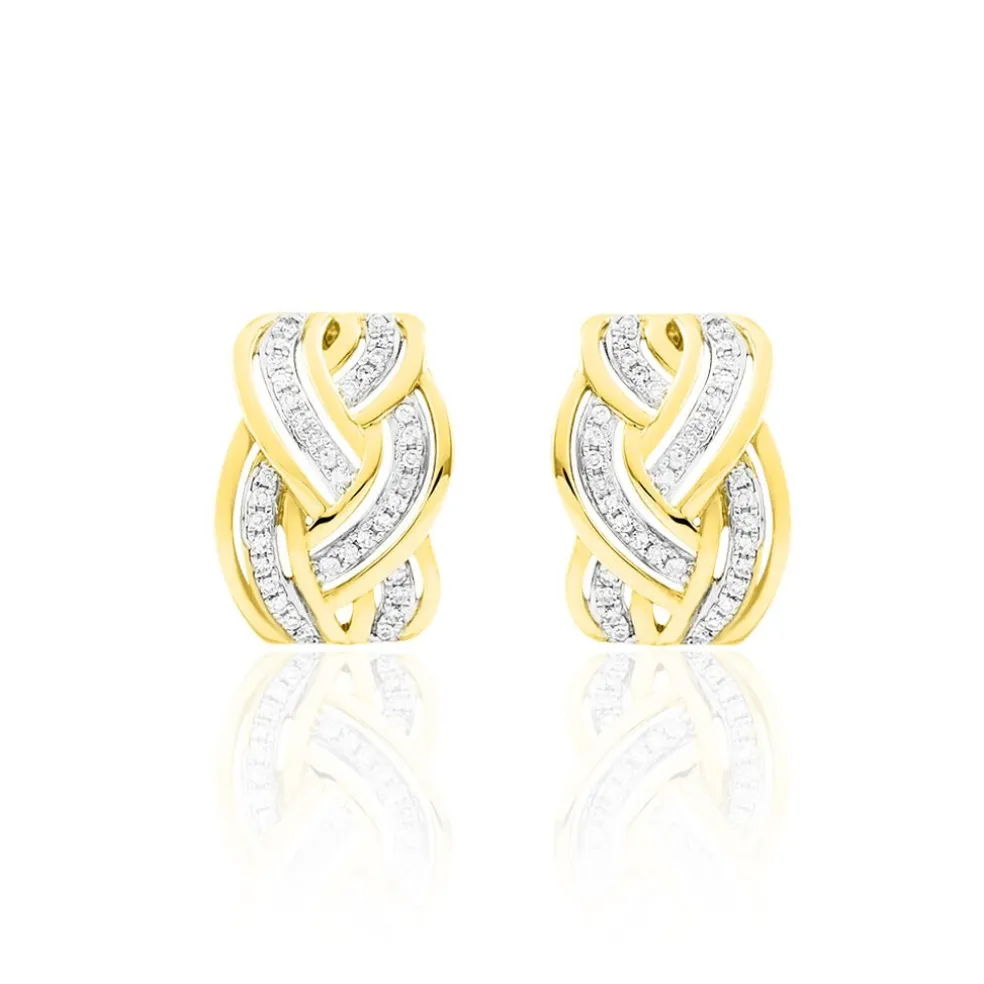 Boucles D'oreilles Puces Leopoldine Or Jaune Diamant