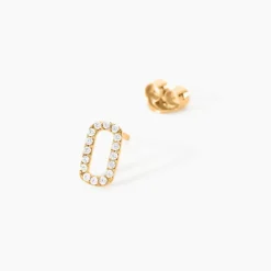 Boucles D'Oreilles Puces Lueur Plaqué Or Jaune Oxyde De Zirconium