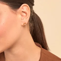 Boucles D'oreilles Puces Laela Plaqué Or Jaune Oxyde De Zirconium